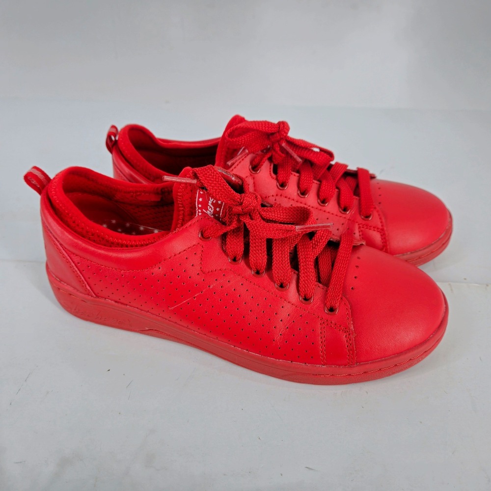 Skechers Womens Street Red Leather Sneakers Alpha-Lite Sock Walk lace-up Size 10